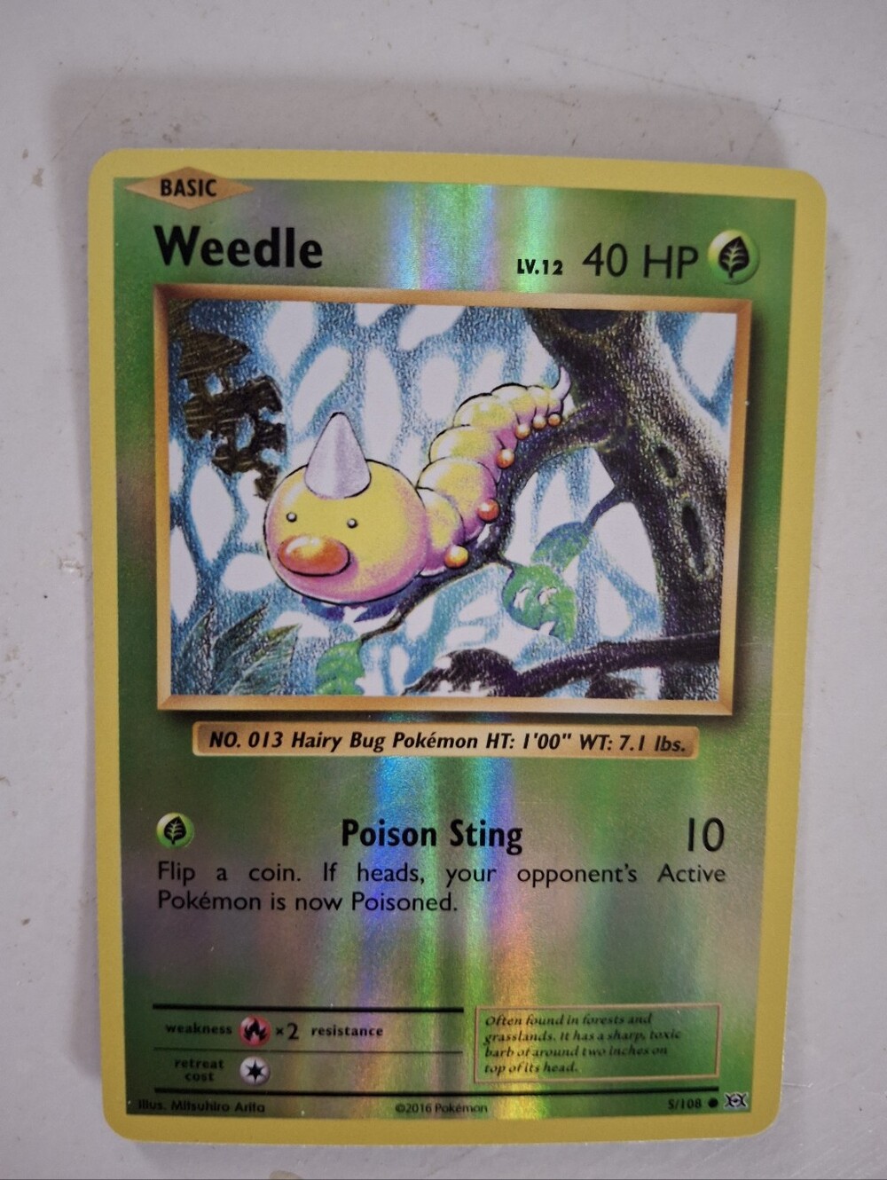 Pokemon Weedle #5/108 English Evolutions Reverse Holo trading card